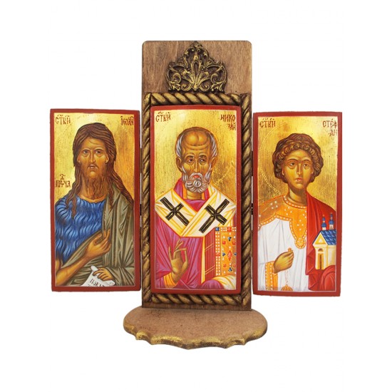 Домашен иконостас със Свети Николай, Свети Йоан Кръстител и Свети Стефан
