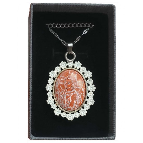 Ръчно рисуван медальон с Христос Емануил