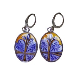 Ръчно рисувани обеци с византийски орнамент палмета