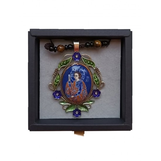 Медальон с ръчно рисувано изображение на Христос Емануил