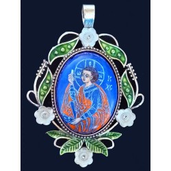 Медальон с ръчно рисувано изображение на Христос Емануил 