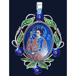 Медальон с ръчно рисувано изображение на Христос Емануил
