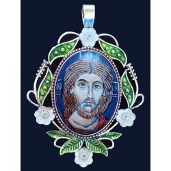 Медальон с ръчно рисувано изображение на Христос Пантократор