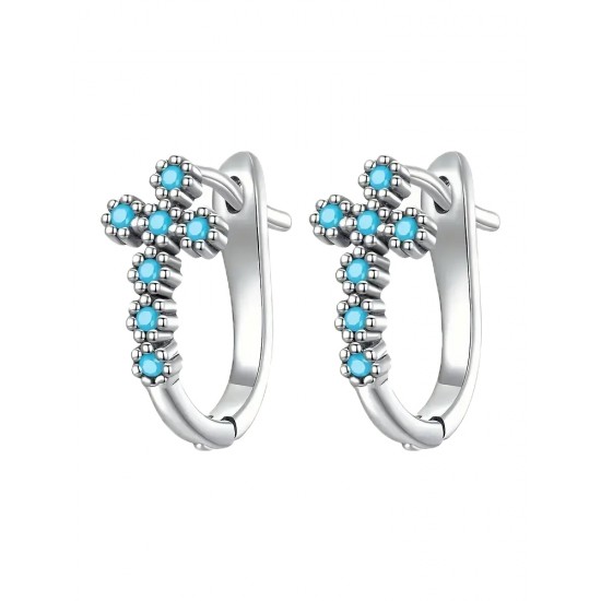 Обеци с форма на кръст с тюркоази