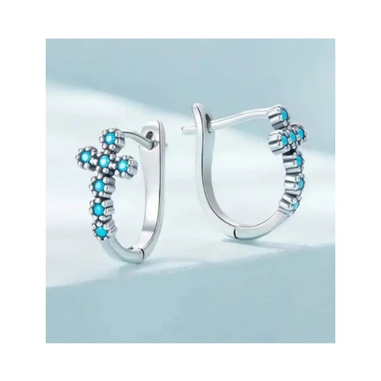 Обеци с форма на кръст с тюркоази