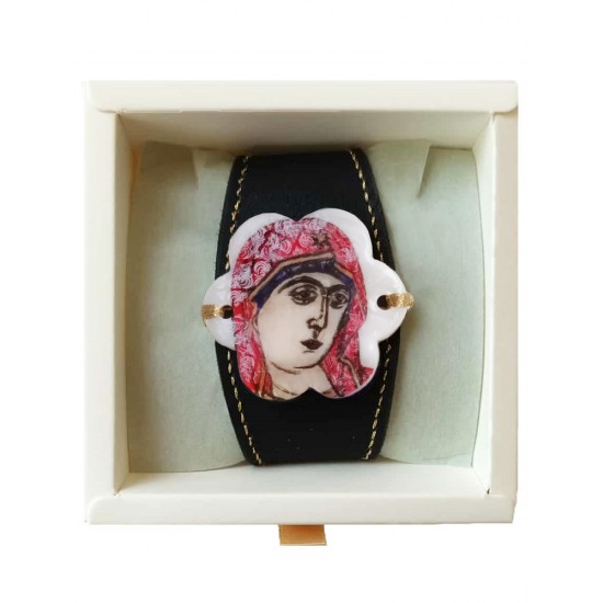 Дамска гривна с ръчно рисувано изображение на Света Богородица