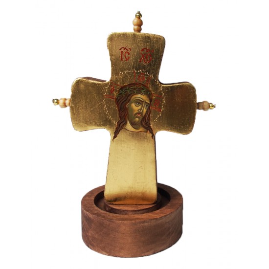 Кръст с икона на Христос Елкоменос (Христос Измъчван) на магнитна поставка