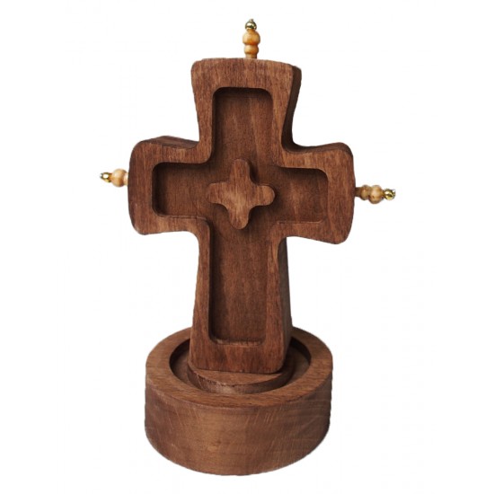 Кръст с икона на Христос Елкоменос (Христос Измъчван) на магнитна поставка