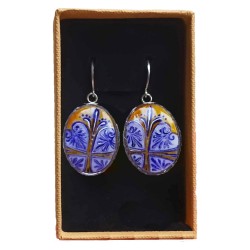 Ръчно рисувани обеци с византийски орнамент палмета