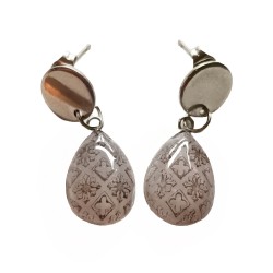 Ръчно рисувани обеци с византийски орнамент и кръст