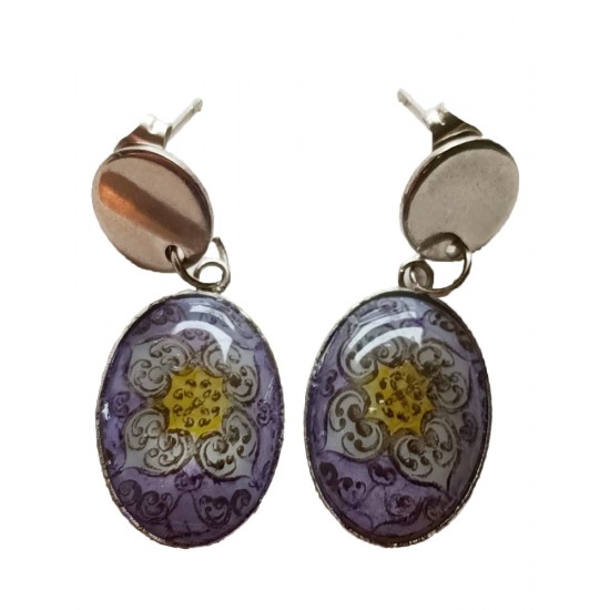 Ръчно рисувани обеци с византийски орнамент