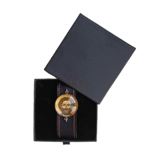 Мъжка гривна с ръчно рисувано изображение на Свети Александър Невски