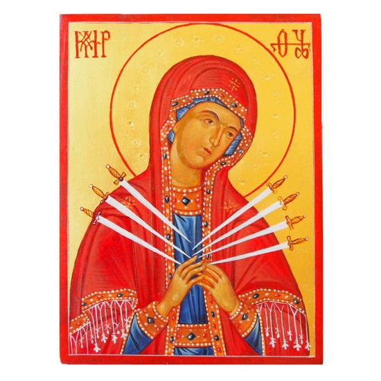 Икона „Света Богородица Седмострелна“ в дървена кутия