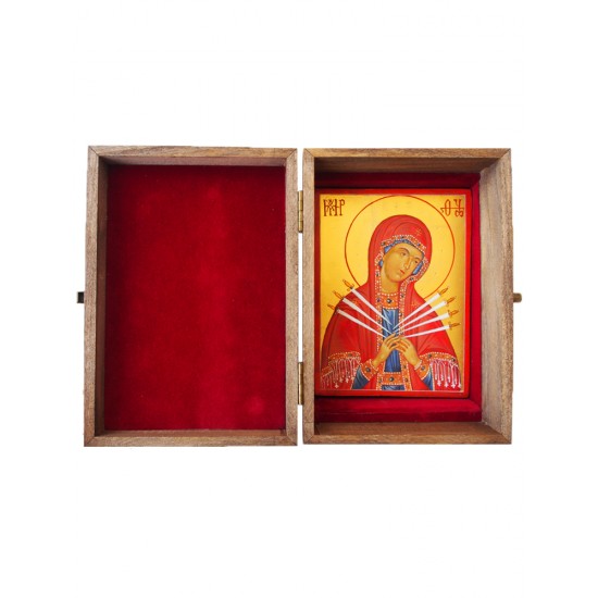 Икона „Света Богородица Седмострелна“ в дървена кутия