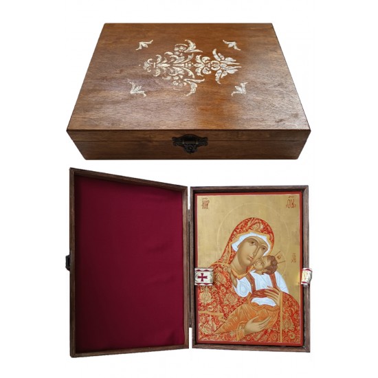  Икона „Света Богородица Умиление“ в дървена кутия
