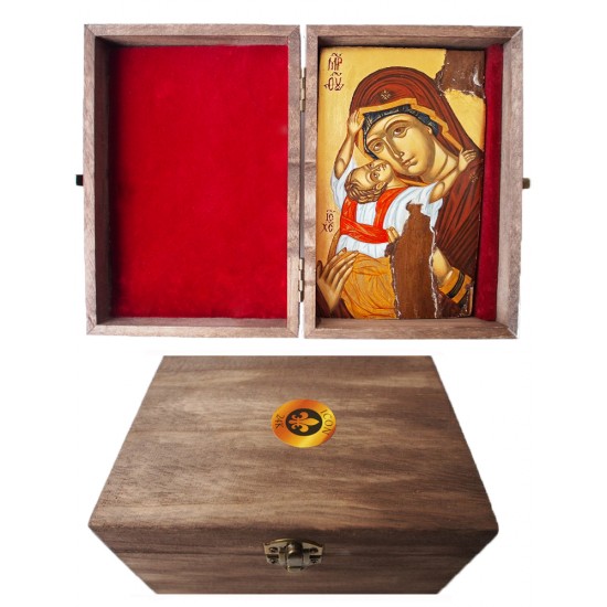 Икона „Света Богородица Умиление“ в дървена кутия