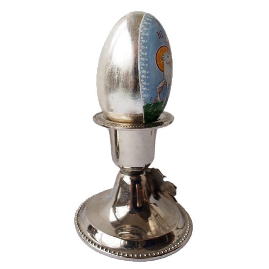 Икона "Божия Агнец" върху дървено яйце