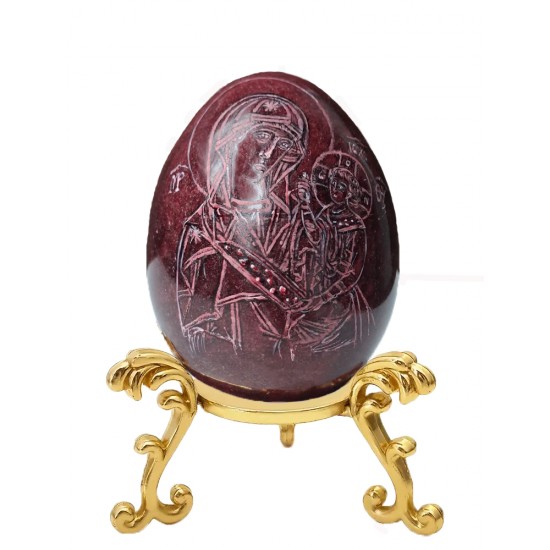 Икона „Света Богородица Пътеводителка“ върху мраморно яйце